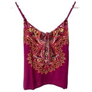 Xhilaration Boho Paisley Print Spaghetti Strap Loose 90s Tank Top Size XS